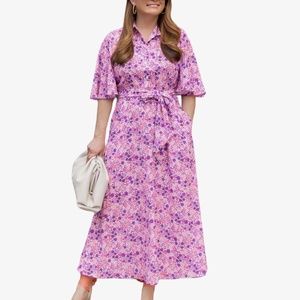 Tuckernuck Pink Floral Betty Dress - Large